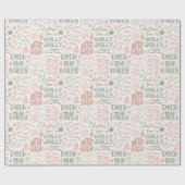 Papier Cadeau Holly Jolly Joy Deck the Halls Crème Noël (Plat)