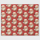 Papier Cadeau Holly Jolly Santa Claus Motif de Noël rétro (Plat)