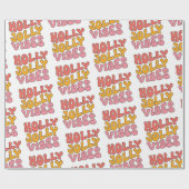 Papier Cadeau Holly Jolly Vibes Super Noël rétro (Plat)