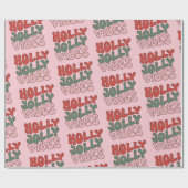 Papier Cadeau Holly Jolly Vibes Super Noël rétro (Plat)