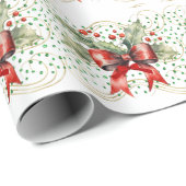 Papier Cadeau Holly on Green Stones (Coin rond)