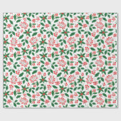 Papier Cadeau Holly Red Berries Botanical Christmas Holiday (Plat)
