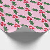 Papier Cadeau Holly vert rose (Coin)