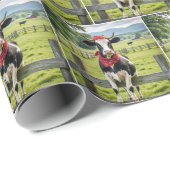 Papier Cadeau Holstein sur une clôture de ferme (Coin rond)