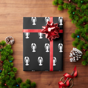 Papier Cadeau homard blanc noir arrière - plan océan