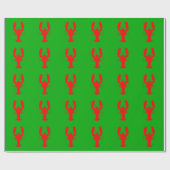 Papier Cadeau Homard De Noël Côtier Vert Et Rouge (Plat)