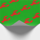Papier Cadeau Homard De Noël Côtier Vert Et Rouge (Coin)