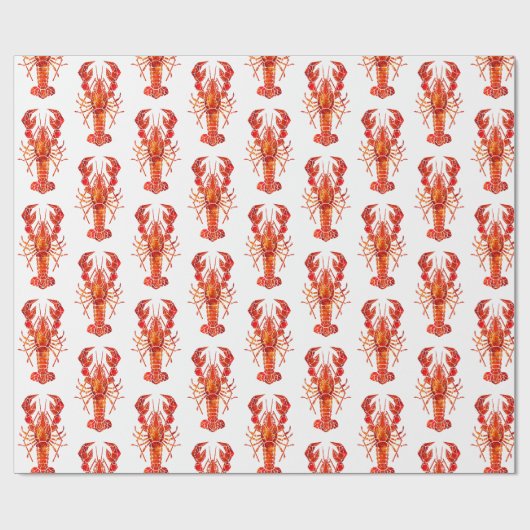 Papier Cadeau Homard polygonal rouge (Plat)