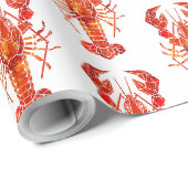 Papier Cadeau Homard polygonal rouge (Coin rond)