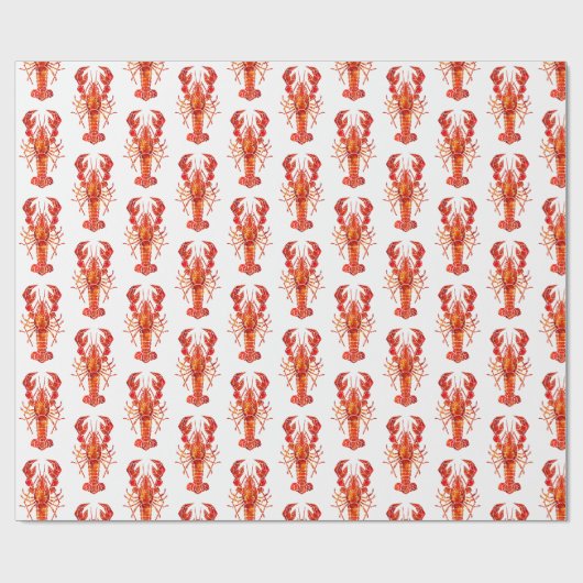 Papier Cadeau Homard polygonal rouge (Plat)