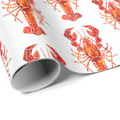 Papier Cadeau Homard polygonal rouge (Coin rond)