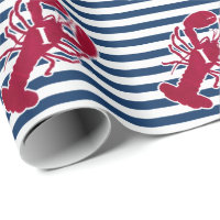 Homard rouge nautique rayure bleue et blanche | I