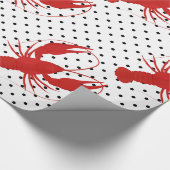Papier Cadeau homard rouge pois blanc (Coin)