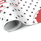 Papier Cadeau homard rouge pois blanc (Coin rond)