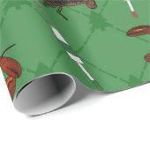Papier Cadeau Homards et bouées de pêche sur Noël vert (Coin rond)