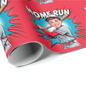 Papier Cadeau Home Run Boy Baseball Anniversaire Bash (Coin rond)