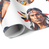 Papier Cadeau Homme amérindien (Coin rond)