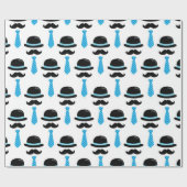 Papier Cadeau Homme de Lil de moustache bleue de bébé petit (Plat)