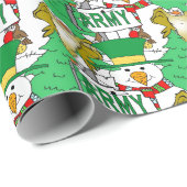Papier Cadeau Homme de neige, Armée (Coin rond)
