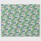 Papier Cadeau Homme de neige, Marine, (Plat)