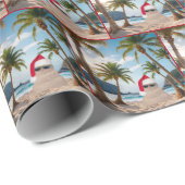 Papier Cadeau Homme de sable de Noël tropical (Coin rond)