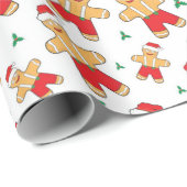 Papier Cadeau Homme en pain d'épices de Noël avec verre (Coin rond)