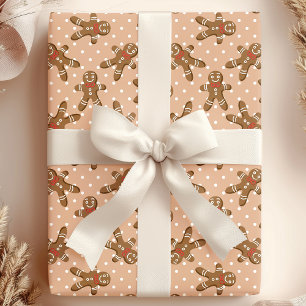 Papier Cadeau Homme en pain d'épices de Noël marron à pois