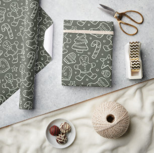 Papier Cadeau Homme en pain d'épices de Noël traditionnel vintag