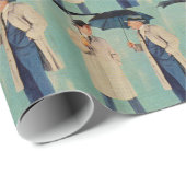 Papier Cadeau Hommes fous de parapluie d'ère d'hommes (Coin rond)