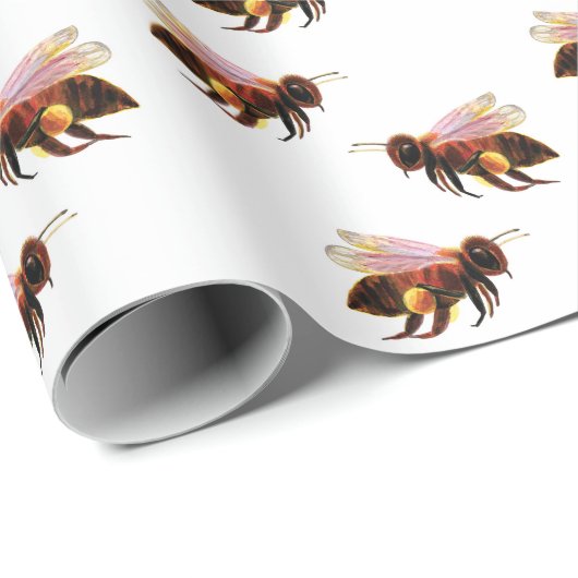 Papier Cadeau Honey Bee Flying (Coin rond)