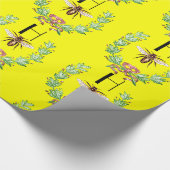 PAPIER CADEAU HONEY BEE, WREATAT AVEC LE MONOGRAMME FEUILLE DE C (Coin)