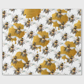 Papier Cadeau Honey Bees Gold Honey (Plat)