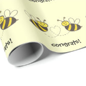 Papier Cadeau Honey Bees with Heart Félicats ! (Coin rond)