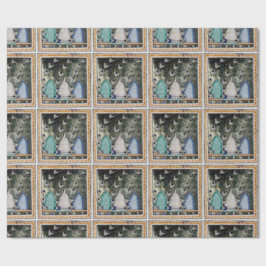 PAPIER CADEAU HONEY BEEY BEEES, BEE HIVES, MÉDIÉVAL BEEKEEPER (Plat)