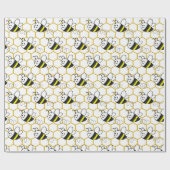 Papier Cadeau Honeybee Honeycomb Black Yellow White Pattern (Plat)