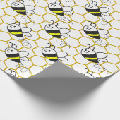 Papier Cadeau Honeybee Honeycomb Black Yellow White Pattern (Coin)