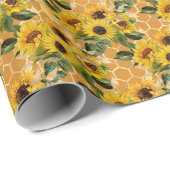 Papier Cadeau Honeypeb Bee Sunflower motif (Coin rond)