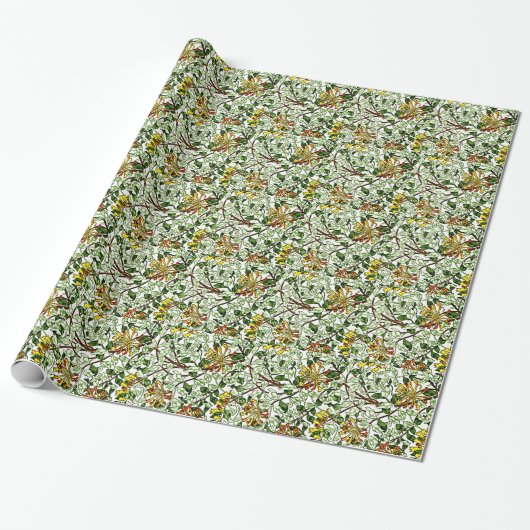 Papier Cadeau Honeysuckle William Morris motif papier d'envelopp (Déroulé)