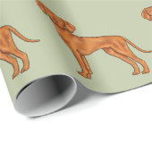 Papier Cadeau Hongrois Vizsla Cute Pointer Chien Motif Vert (Coin rond)