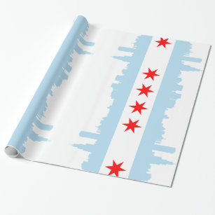 Papier Cadeau Horizon de drapeau de Chicago