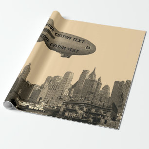 Papier Cadeau HORIZON de NEW YORK CITY de DIRIGEABLE SOUPLE des