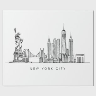 Papier Cadeau Horizon de New York minimaliste en ligne art