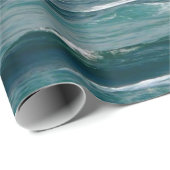 Papier Cadeau Horizon de ville derrière les vagues de l'océan (Coin rond)