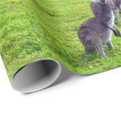Papier Cadeau Horizons sans limites : Kangaroos gris sur la plai (Coin rond)