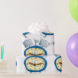 Papier Cadeau Horloge Drôle D'Alarme Cartoon Quirky Se Réveiller