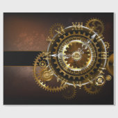 Papier Cadeau Horloge Steampunk avec des engrenages anciens (Plat)