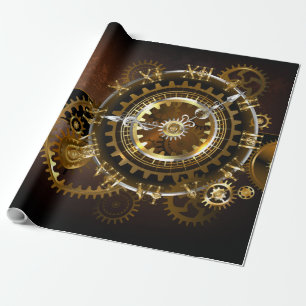 Papier Cadeau Horloge Steampunk avec des engrenages anciens