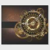 Papier Cadeau Horloge Steampunk avec des engrenages anciens (Plat)
