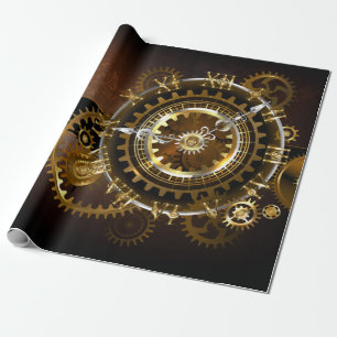 Papier Cadeau Horloge Steampunk avec des engrenages anciens