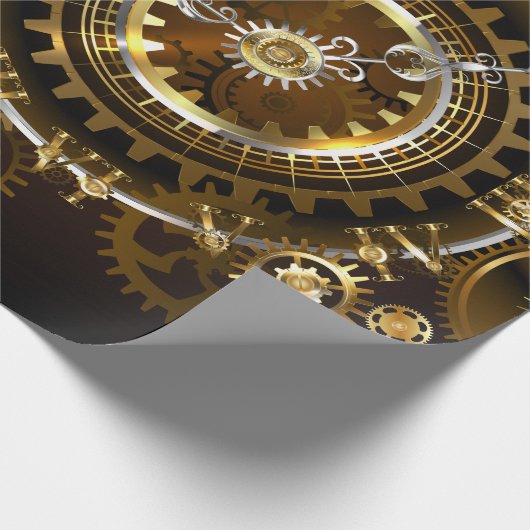 Papier Cadeau Horloge Steampunk avec des engrenages anciens (Coin)